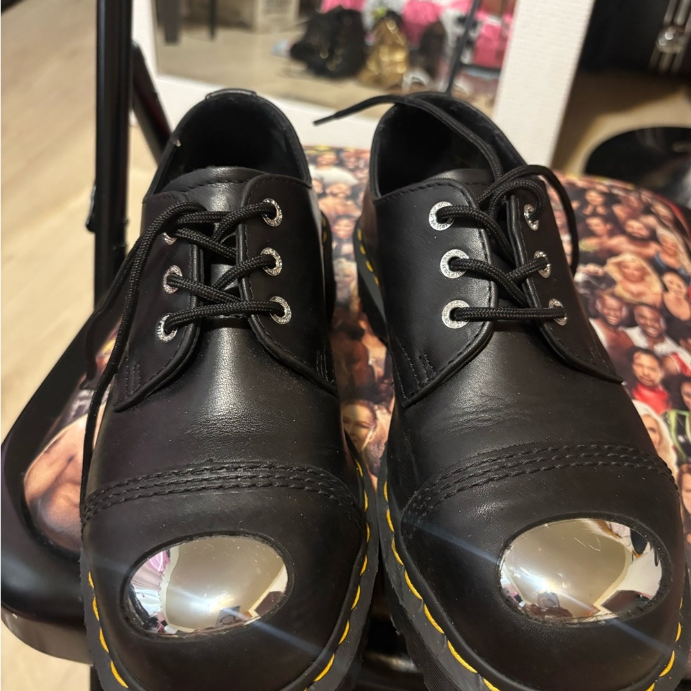 Dr. Martens Black and Silver Oxfords with Classic Design EU 38 US 7-7.5 ladies